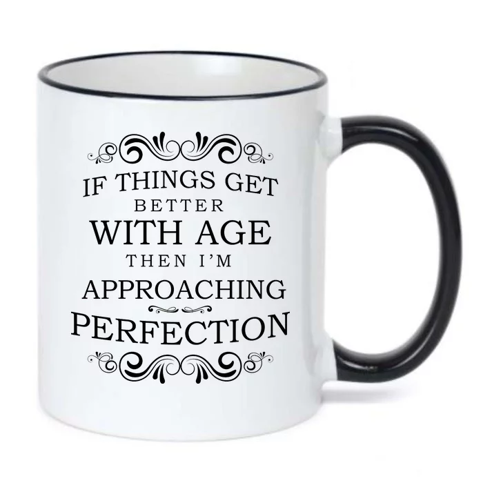 Aged To Perfection Funny Birthday Black Color Changing Mug