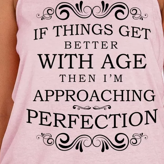 Aged To Perfection Funny Birthday Women's Knotted Racerback Tank