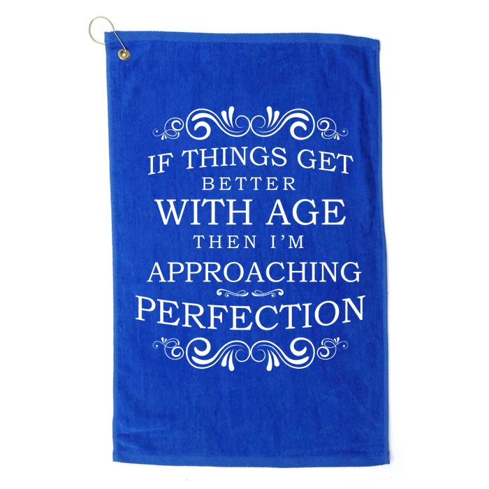 Aged To Perfection Funny Birthday Platinum Collection Golf Towel