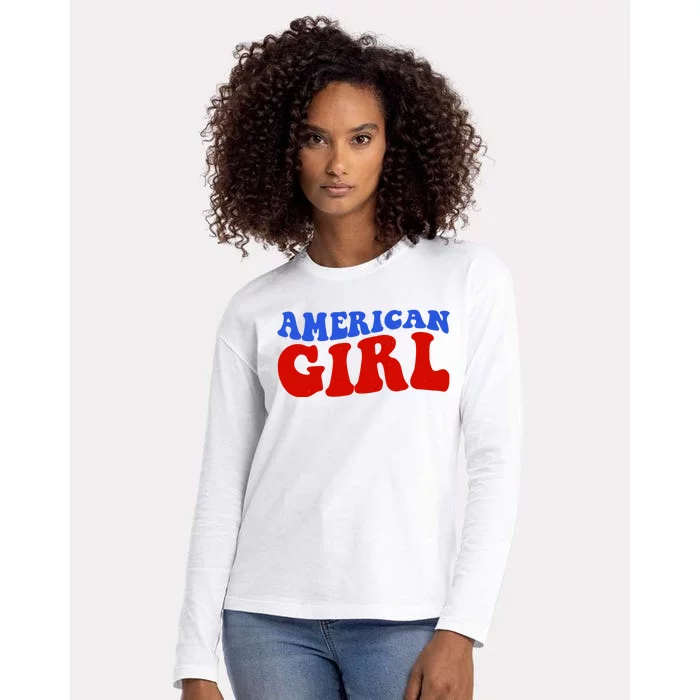 American Girl Fourth Of July Womens Cotton Relaxed Long Sleeve T-Shirt