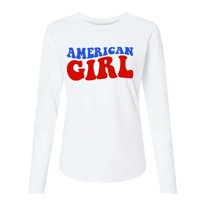 American Girl Fourth Of July Womens Cotton Relaxed Long Sleeve T-Shirt