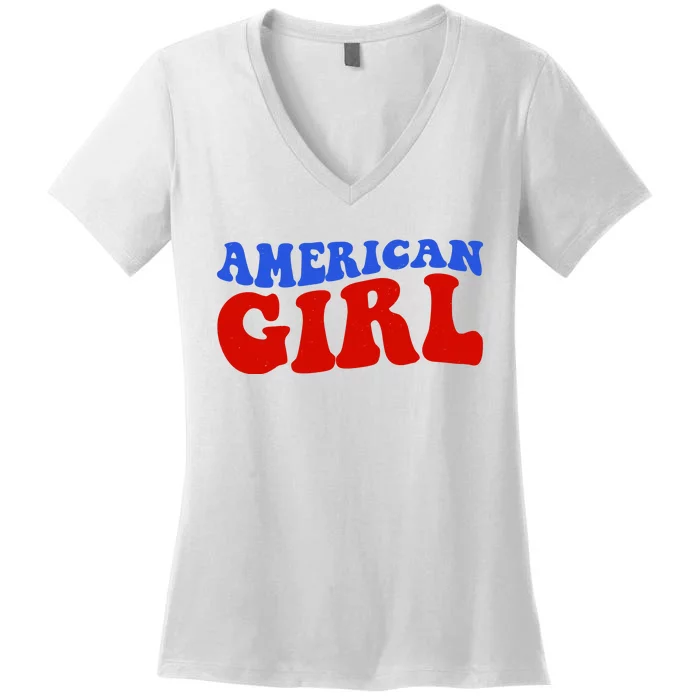 American Girl Fourth Of July Women's V-Neck T-Shirt