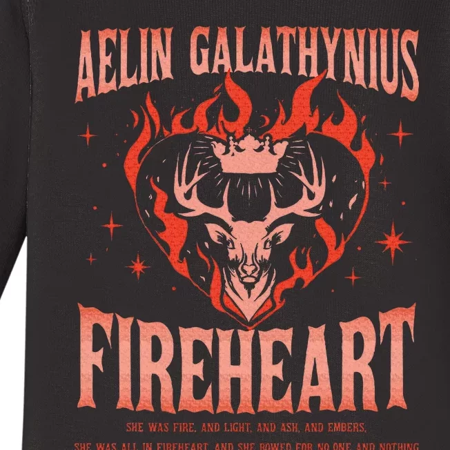 Aelin Galathynius Fireheart She Was Fire. And Light And Ash Baby Long Sleeve Bodysuit