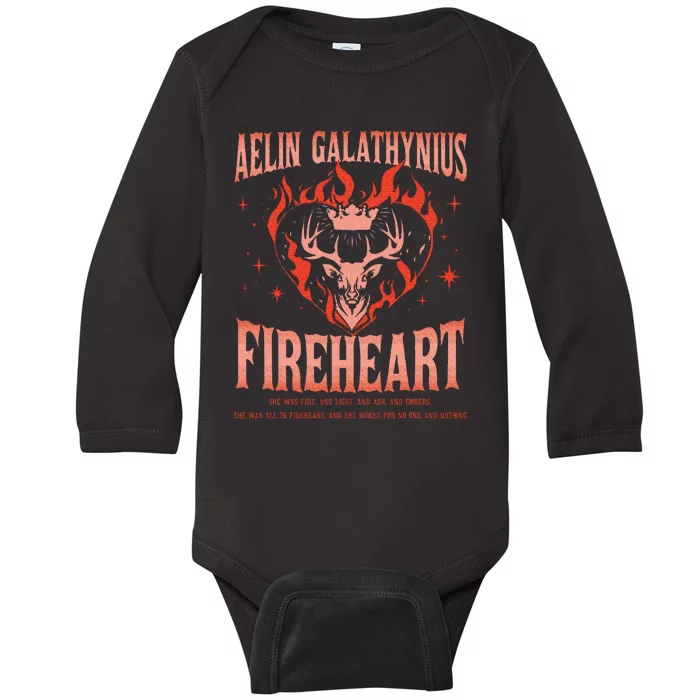 Aelin Galathynius Fireheart She Was Fire. And Light And Ash Baby Long Sleeve Bodysuit