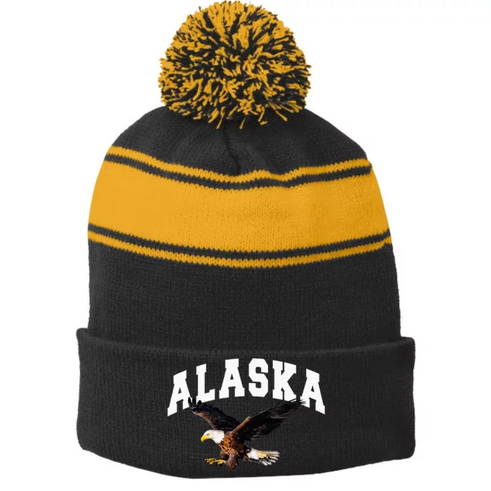 Alaska Gifts For Anchorage Juneau Denali Sitka Stripe Pom Pom Beanie