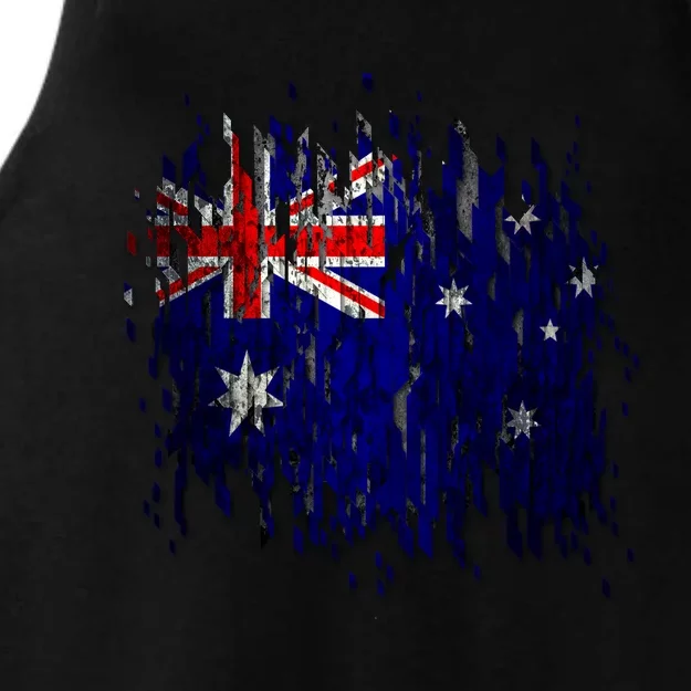 Australia Grunge Flag Ladies Tri-Blend Wicking Tank