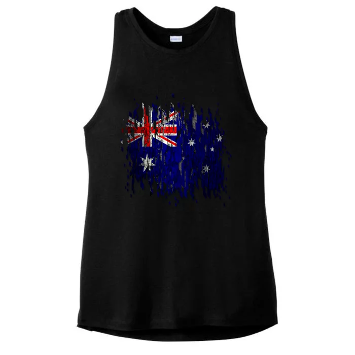 Australia Grunge Flag Ladies Tri-Blend Wicking Tank