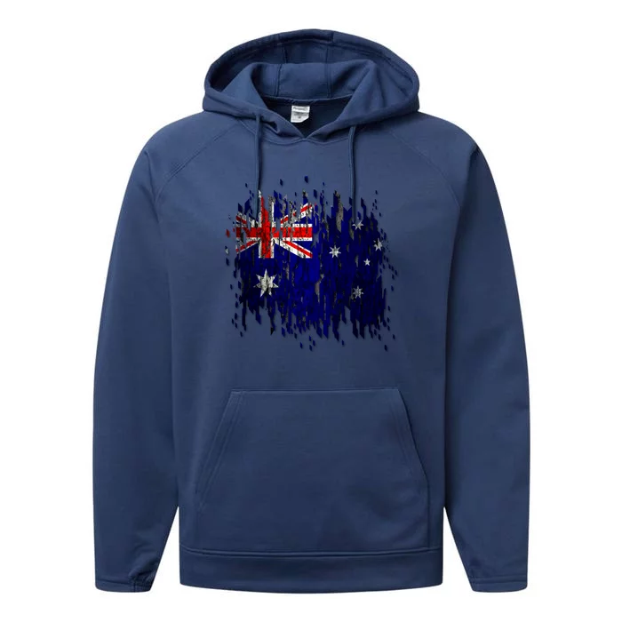 Australia Grunge Flag Performance Fleece Hoodie