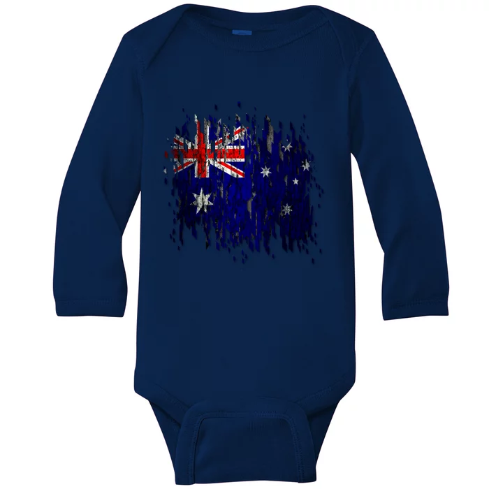 Australia Grunge Flag Baby Long Sleeve Bodysuit