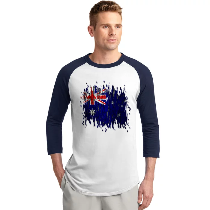 Australia Grunge Flag Baseball Sleeve Shirt