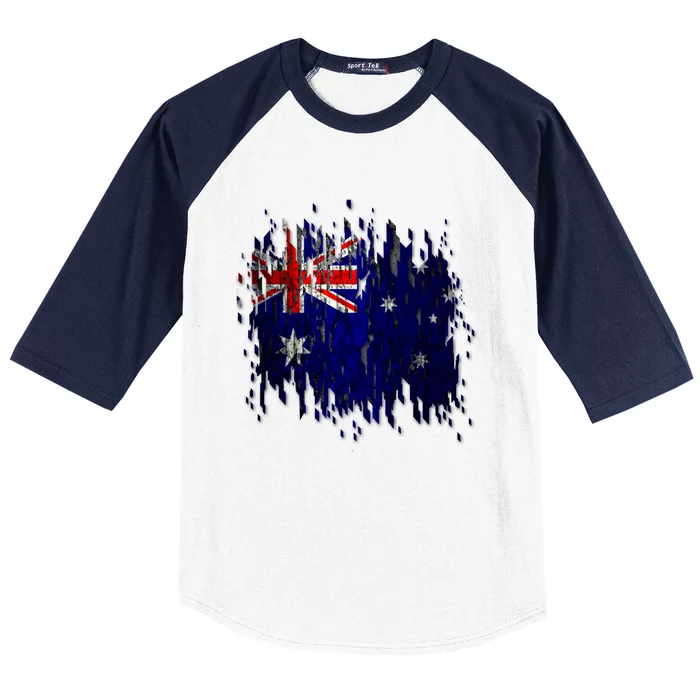 Australia Grunge Flag Baseball Sleeve Shirt