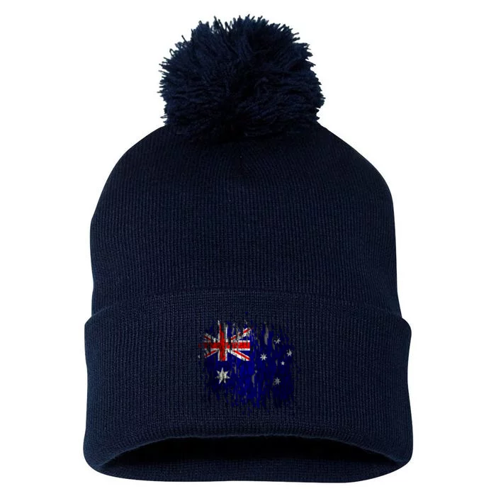 Australia Grunge Flag Pom Pom 12in Knit Beanie