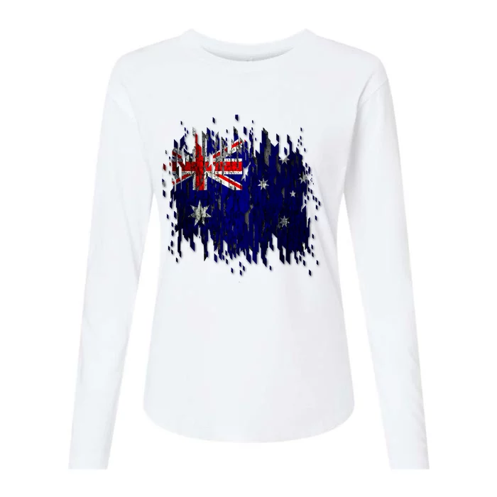 Australia Grunge Flag Womens Cotton Relaxed Long Sleeve T-Shirt