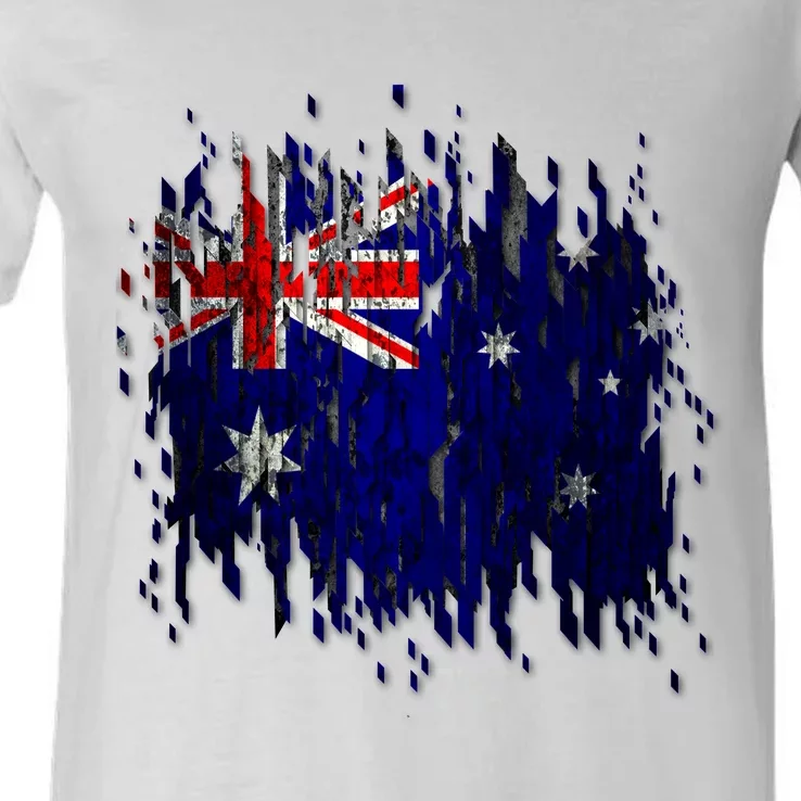 Australia Grunge Flag V-Neck T-Shirt