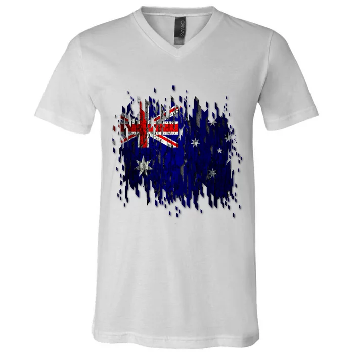 Australia Grunge Flag V-Neck T-Shirt