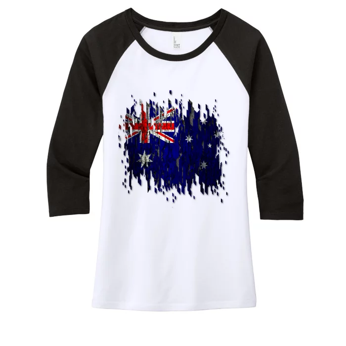 Australia Grunge Flag Women's Tri-Blend 3/4-Sleeve Raglan Shirt