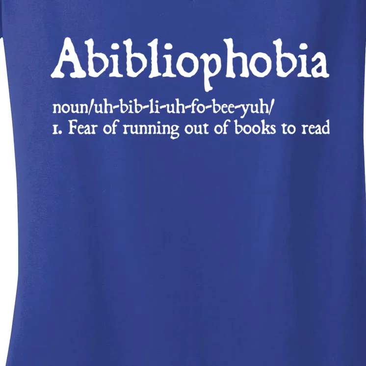 Abibliophobia Gift Funny Reading Gift Bookworm Reader Gift Women's V-Neck T-Shirt