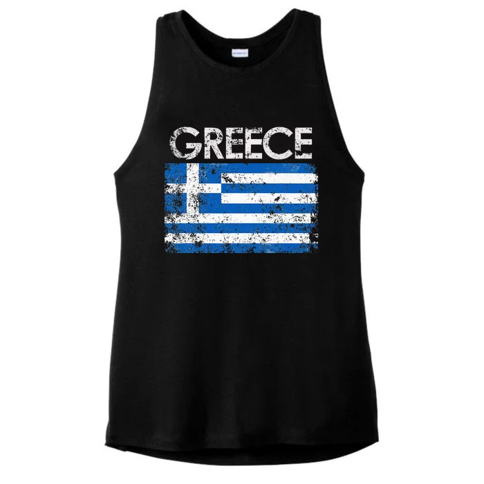 Authentic Greek Flag Souvenir Celebrate Greece's Heritage Ladies Tri-Blend Wicking Tank