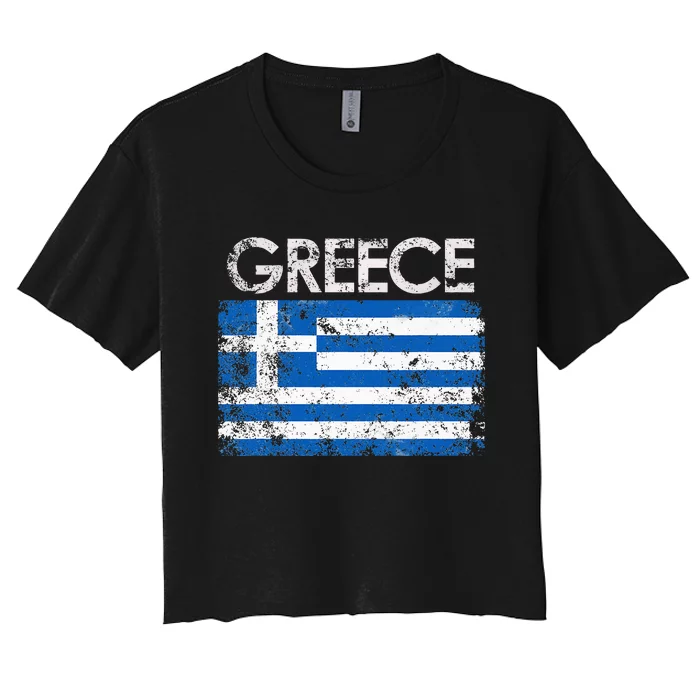 Authentic Greek Flag Souvenir Celebrate Greece's Heritage Women's Crop Top Tee