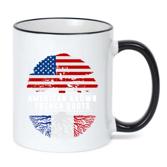 American Grown French Roots Flag France Tree Usa Gift Black Color Changing Mug