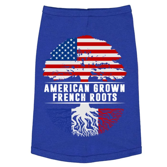 American Grown French Roots Flag France Tree Usa Gift Doggie Tank