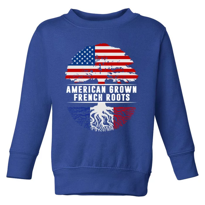 American Grown French Roots Flag France Tree Usa Gift Toddler Sweatshirt