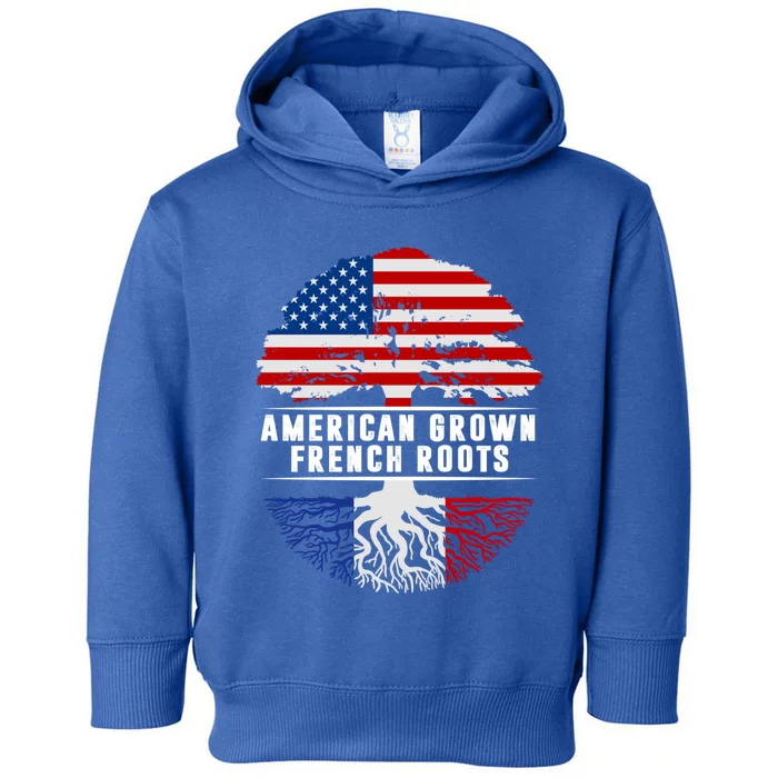 American Grown French Roots Flag France Tree Usa Gift Toddler Hoodie