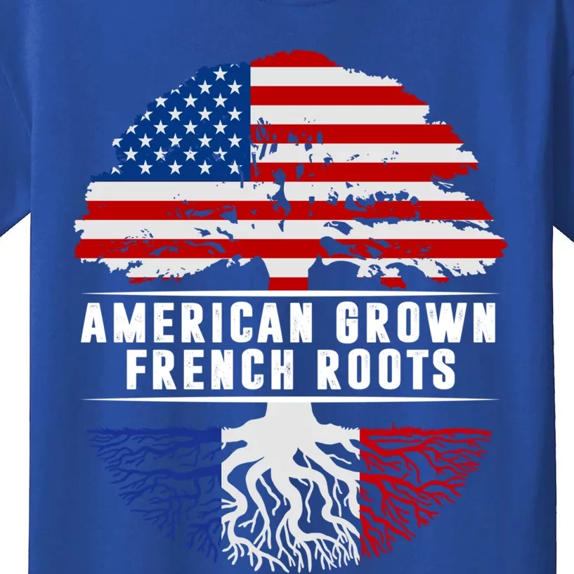 American Grown French Roots Flag France Tree Usa Gift Kids T-Shirt