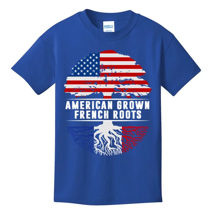 American Grown French Roots Flag France Tree Usa Gift Kids T-Shirt