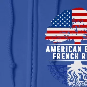 American Grown French Roots Flag France Tree Usa Gift Full Zip Hoodie