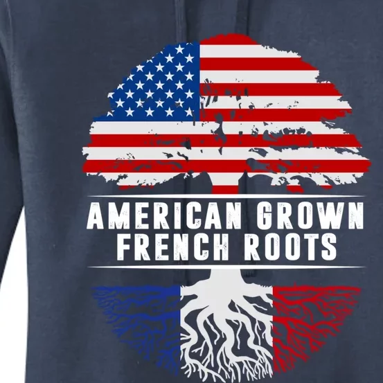 American Grown French Roots Flag France Tree Usa Gift Women's Pullover Hoodie