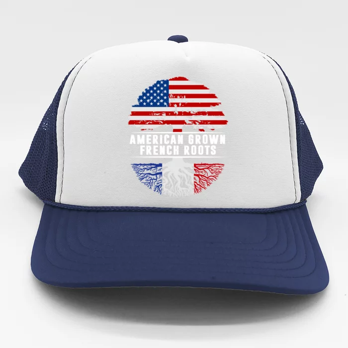 American Grown French Roots Flag France Tree Usa Gift Trucker Hat