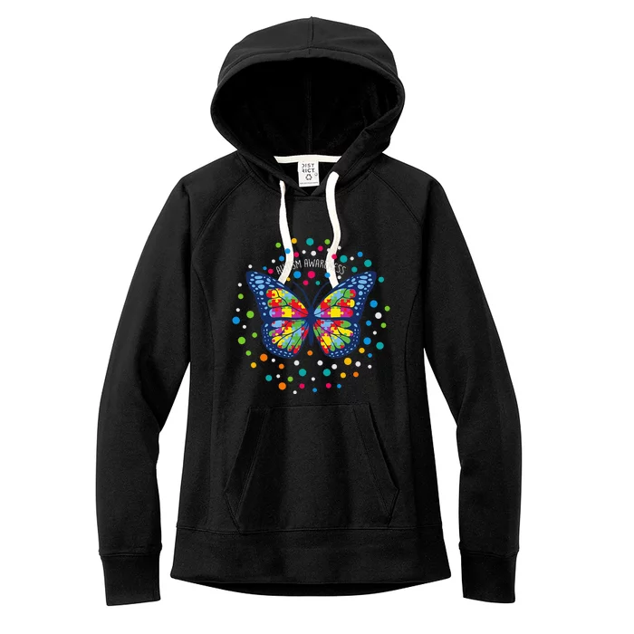 Autism Gifts for Butterfly Support Autism Women's Fleece Hoodie