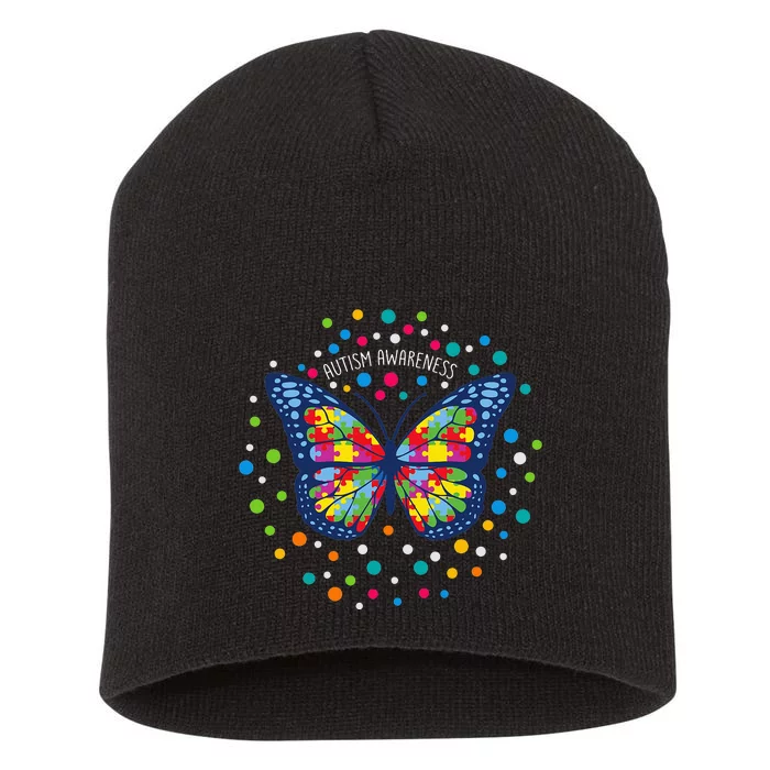 Autism Gifts for Butterfly Support Autism Short Acrylic Beanie