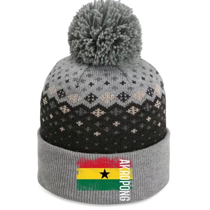 Akropong Ghana Flag Gift For Ghanaians Meaningful Gift The Baniff Cuffed Pom Beanie