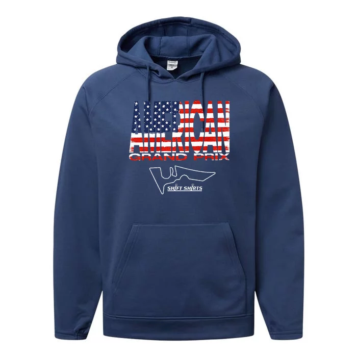 American Gp Flag Us Grand Prix (Cota) Inspired Performance Fleece Hoodie