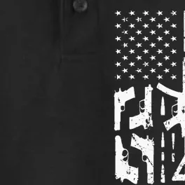 American Gun Flag Hand Gun Rifle Sniper Bullets Distressed Dry Zone Grid Performance Polo