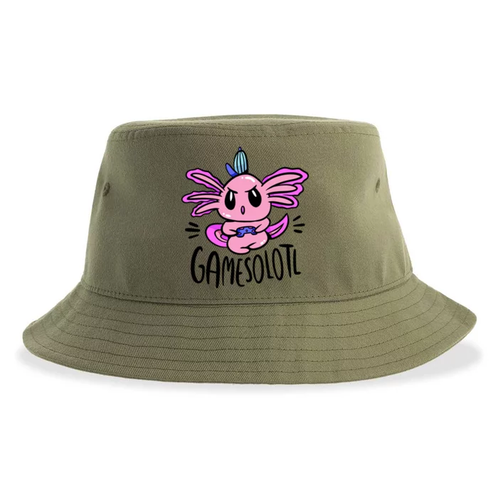 Axolotl Gamesolotl Funny Gamer Video Games Sustainable Bucket Hat