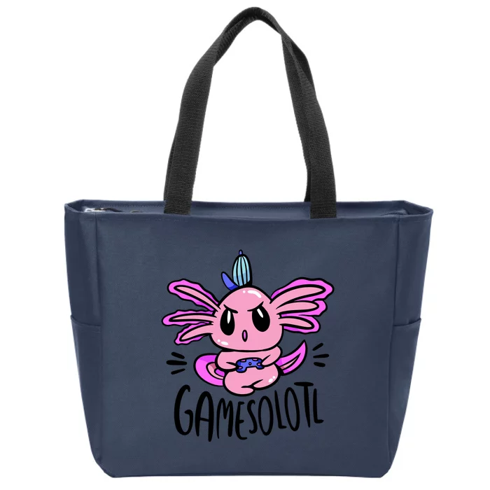 Axolotl Gamesolotl Funny Gamer Video Games Zip Tote Bag