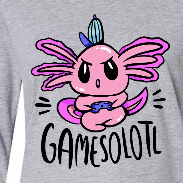 Axolotl Gamesolotl Funny Gamer Video Games Womens Cotton Relaxed Long Sleeve T-Shirt