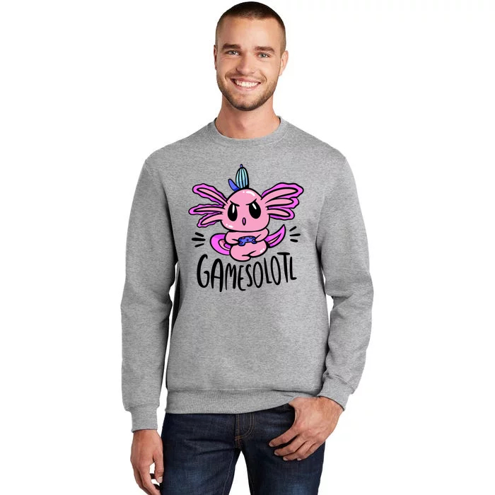 Axolotl Gamesolotl Funny Gamer Video Games Tall Sweatshirt