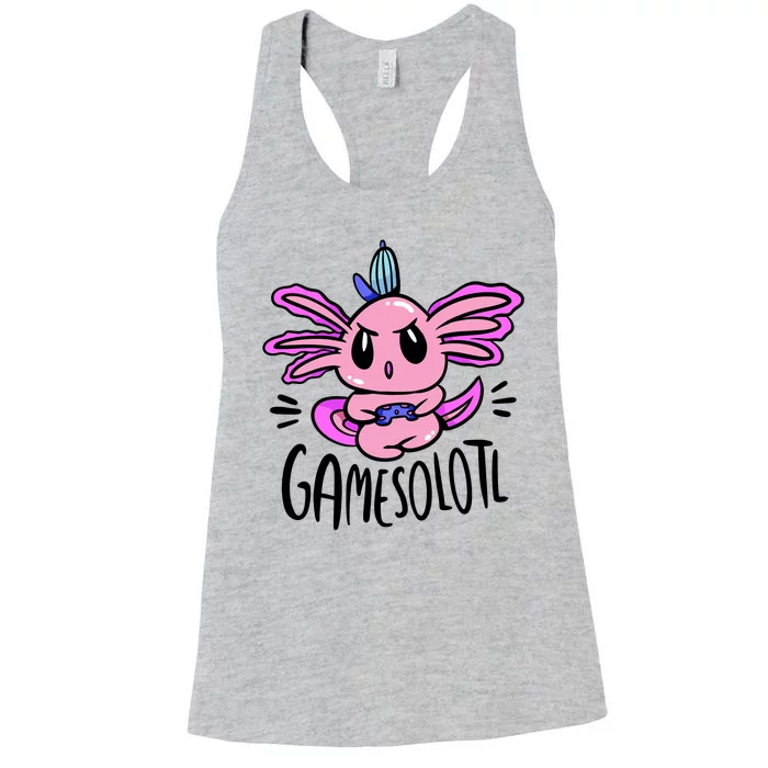 Axolotl Gamesolotl Funny Gamer Video Games Women's Racerback Tank