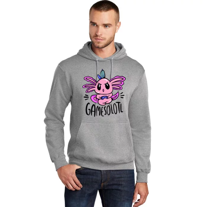 Axolotl Gamesolotl Funny Gamer Video Games Tall Hoodie