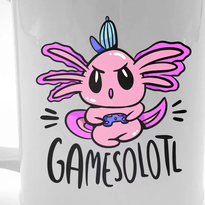 Axolotl Gamesolotl Funny Gamer Video Games Front & Back Beer Stein