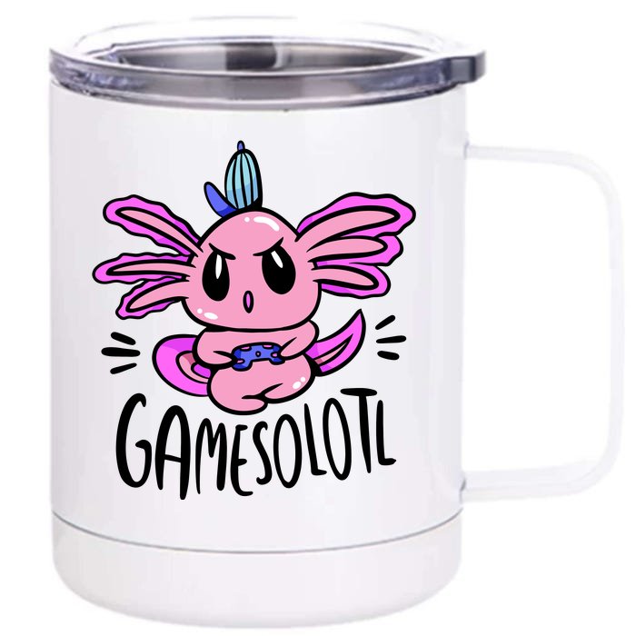 Axolotl Gamesolotl Funny Gamer Video Games Front & Back 12oz Stainless Steel Tumbler Cup