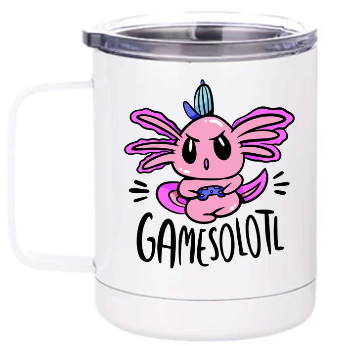 Axolotl Gamesolotl Funny Gamer Video Games Front & Back 12oz Stainless Steel Tumbler Cup