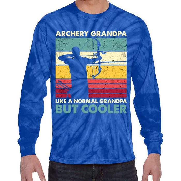 Archery Grandpa Gift Funny Archer Father's Day Retro Vintage Gift Tie-Dye Long Sleeve Shirt