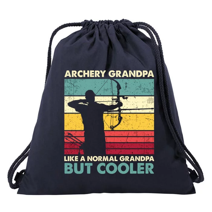 Archery Grandpa Gift Funny Archer Father's Day Retro Vintage Gift Drawstring Bag