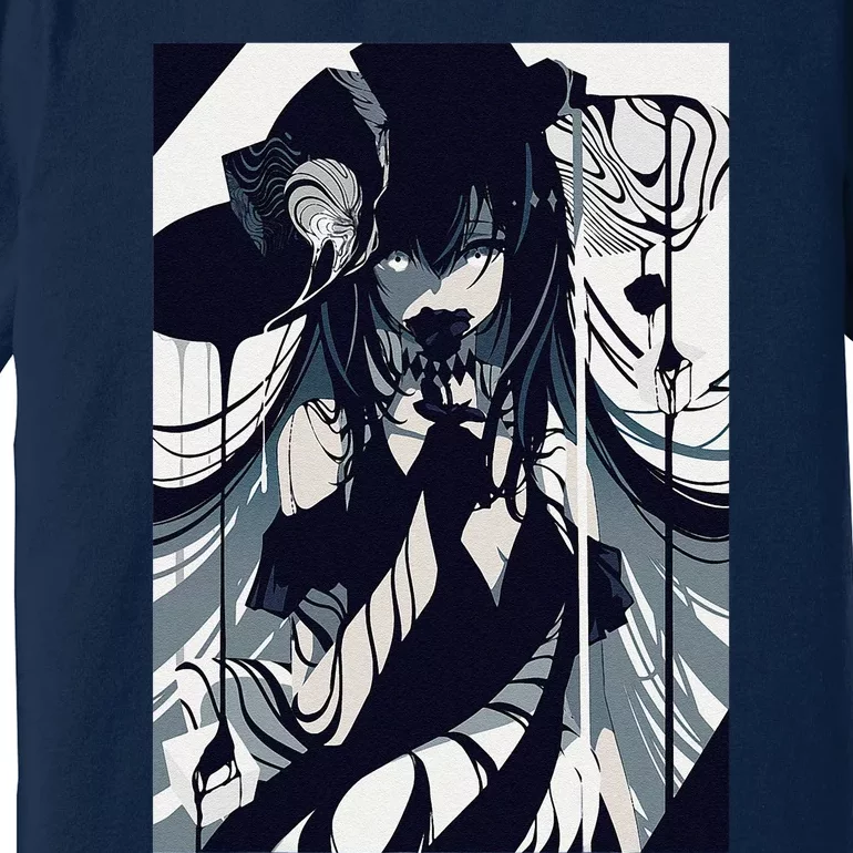 Anime Girl Gothic Aesthetic Waifu Grunge Horror Manga Premium T-Shirt