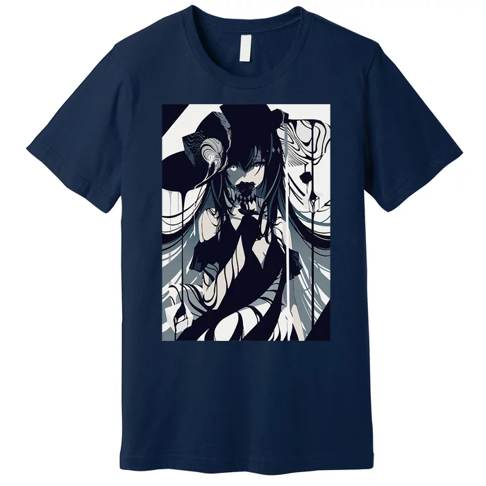 Anime Girl Gothic Aesthetic Waifu Grunge Horror Manga Premium T-Shirt